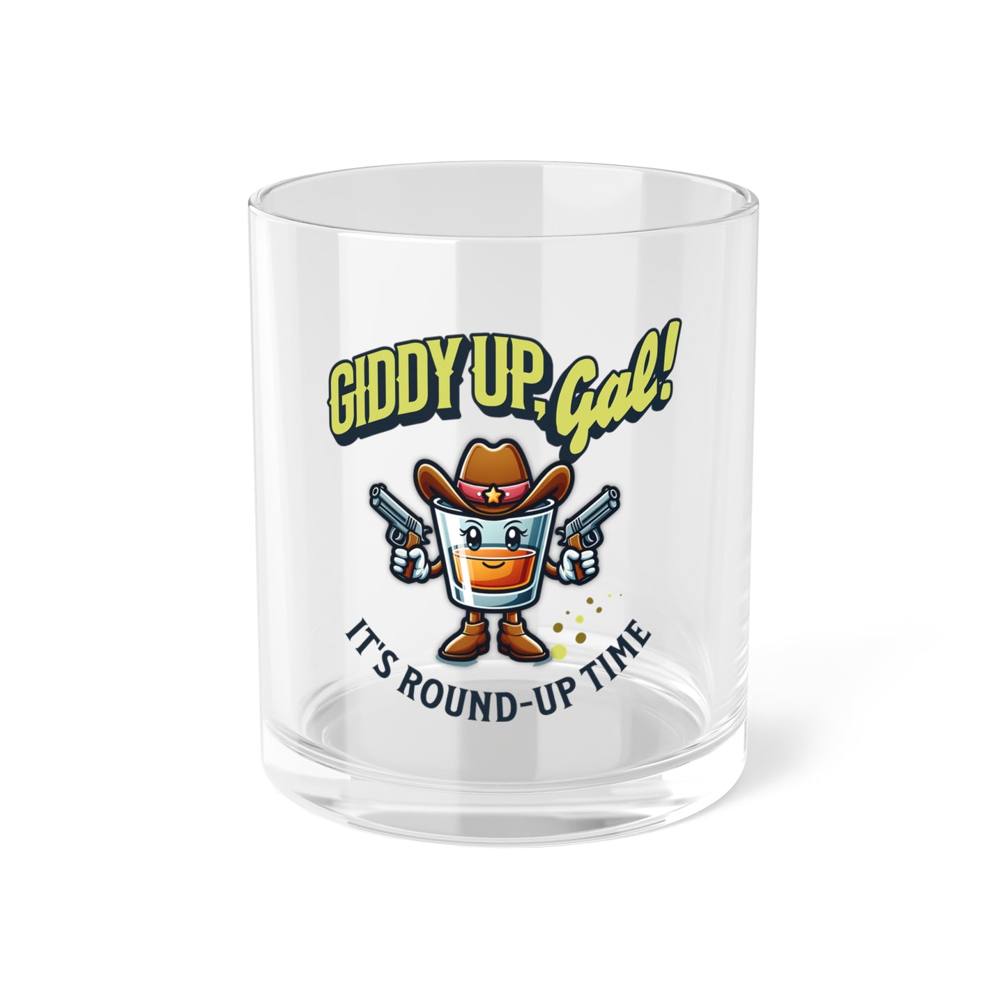 Western Cocktail Glass Set: Giddy Up Gal, Round Up Time Shooter Cocktail Glass 10oz