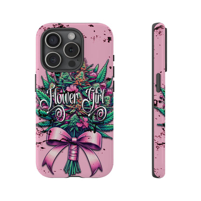 Coquette Grunge-Themed Tough Cell Phone Cases: Cannabis & Wildflower Bouquet Design