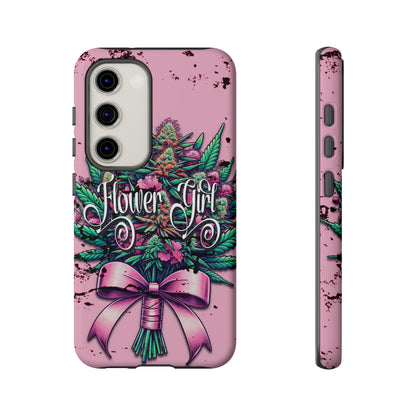 Coquette Grunge-Themed Tough Cell Phone Cases: Cannabis & Wildflower Bouquet Design