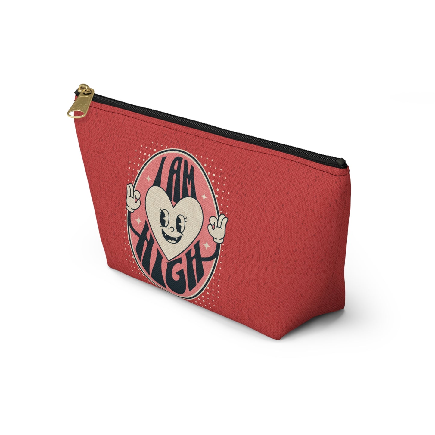 I am High Sassy Vintage Red Happy Heart Mascot-Cannabis Accessory Pouch w T-bottom : Small & Large Sizes