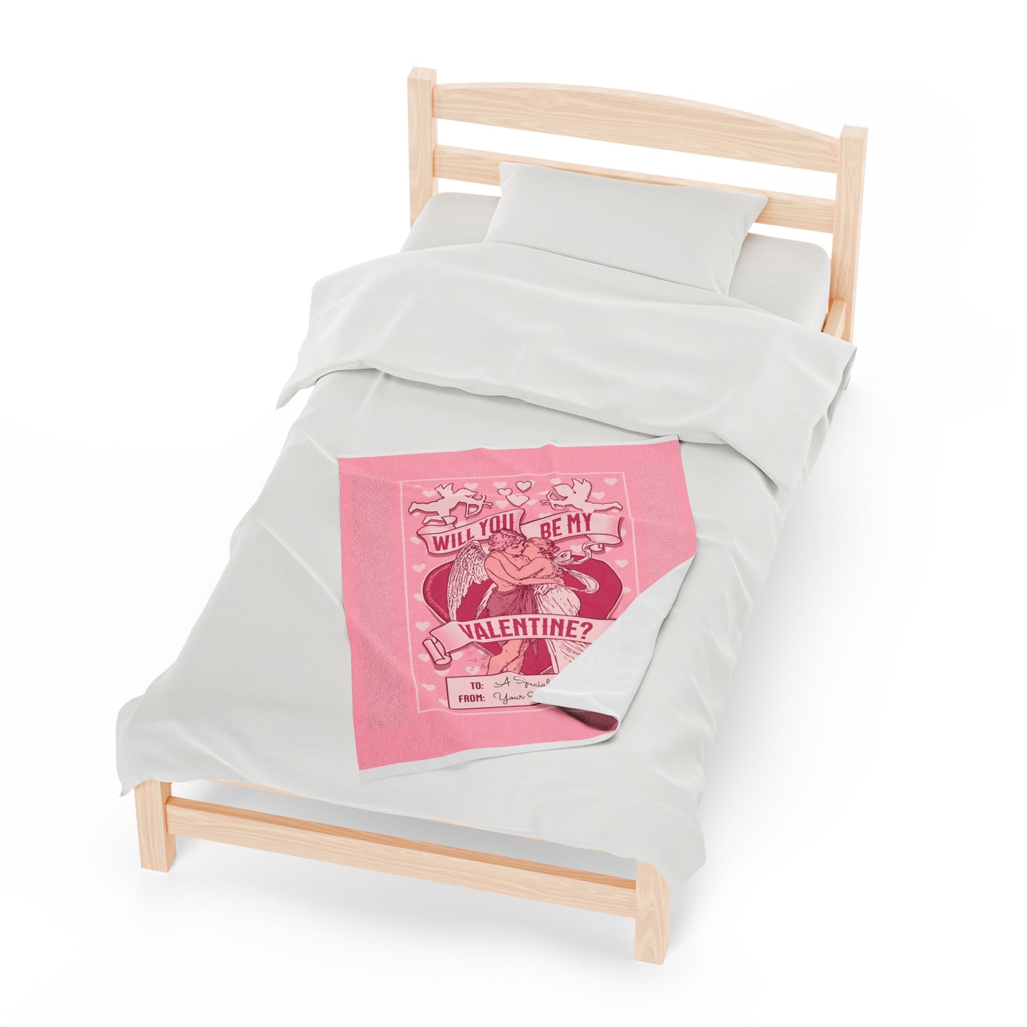 Personalized Be My Valentine Velveteen Pink Plush Blanket