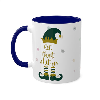 Elf on the Shelf White Mugs with Colorful Handles 11oz