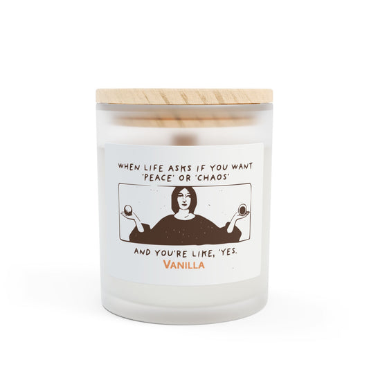 Peace & Chaos Funny Frosted Glass Candle, 11oz, 8 scents