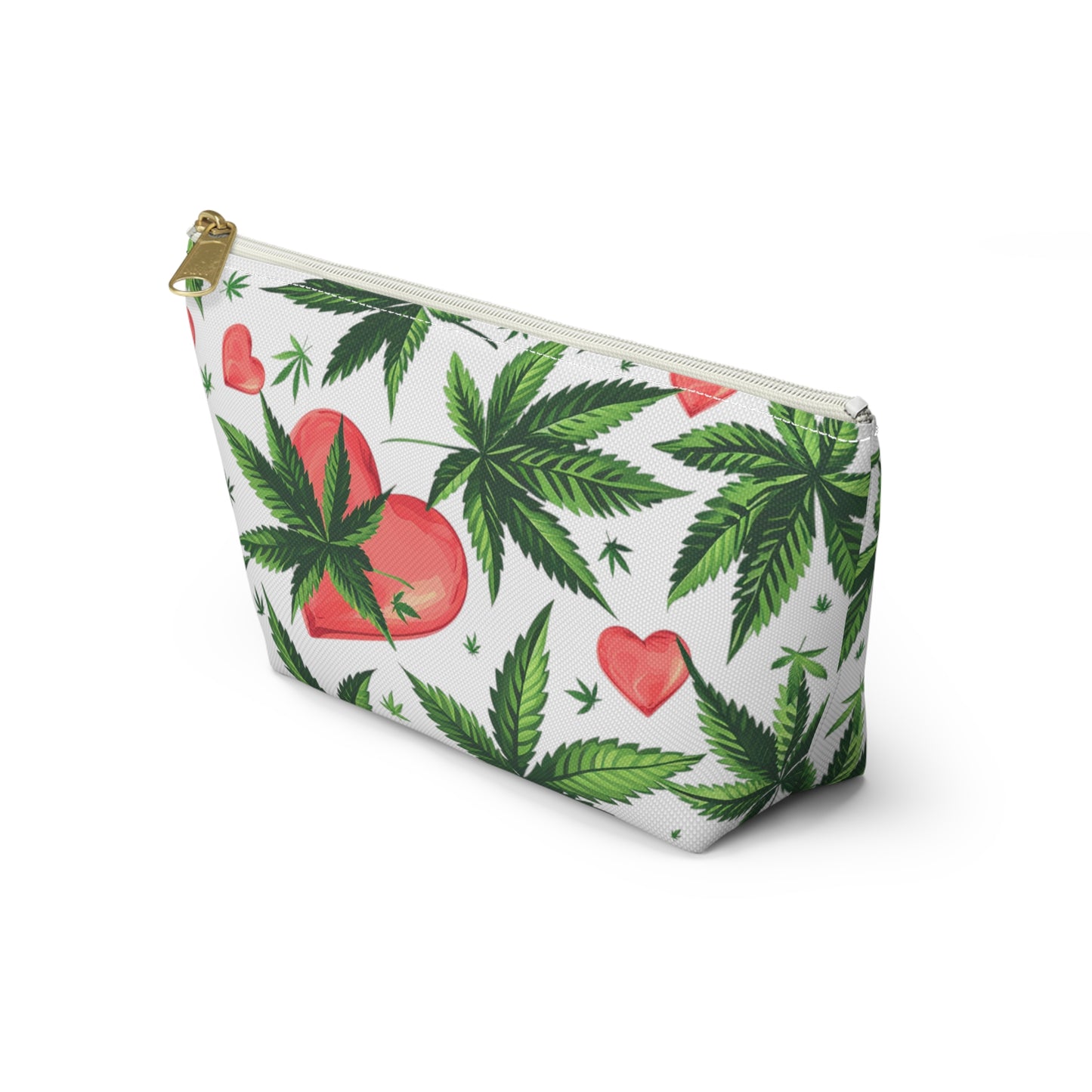 Organic Charm: Cannabis Red Heart Travel Accessory Pouch - Small & Large Sizes Available