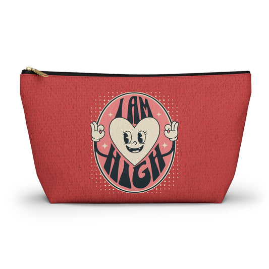 I am High Sassy Vintage Red Happy Heart Mascot-Cannabis Accessory Pouch w T-bottom : Small & Large Sizes