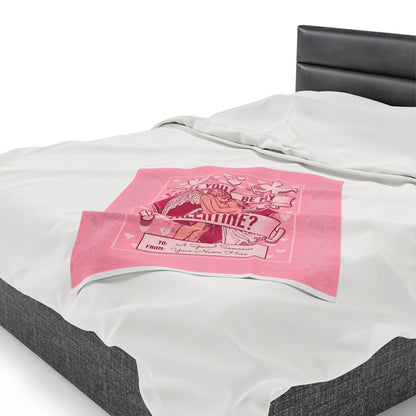 Personalized Be My Valentine Velveteen Pink Plush Blanket