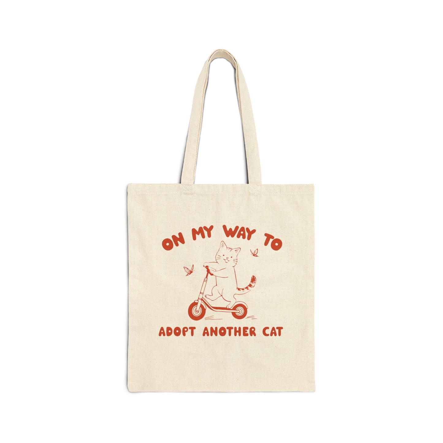 Cotton Canvas Tote Bag - Adopt Another Cat Cute Design