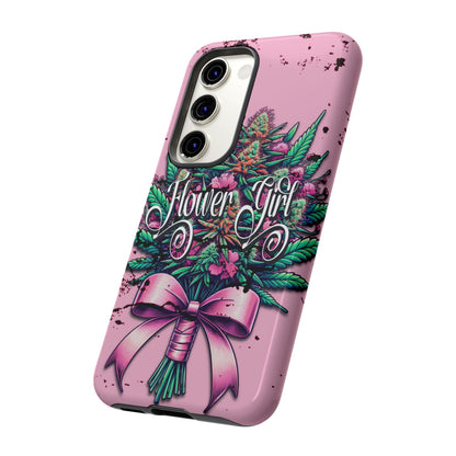 Coquette Grunge-Themed Tough Cell Phone Cases: Cannabis & Wildflower Bouquet Design