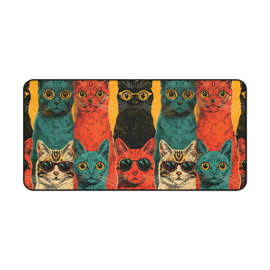 Multiple Cat Desk Mat - Pop-Art Design in 3 Sizes