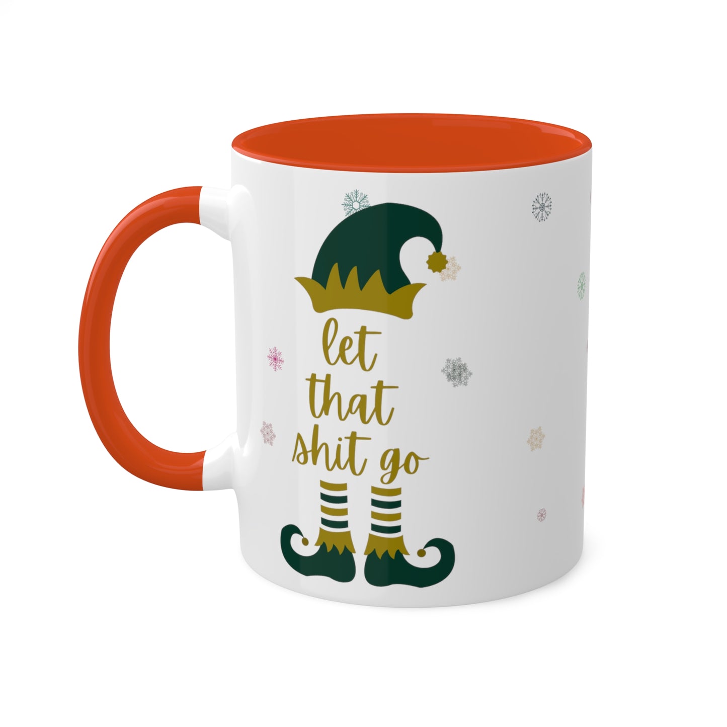 Elf on the Shelf White Mugs with Colorful Handles 11oz