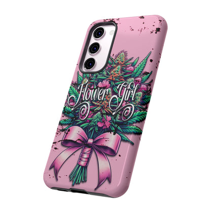 Coquette Grunge-Themed Tough Cell Phone Cases: Cannabis & Wildflower Bouquet Design