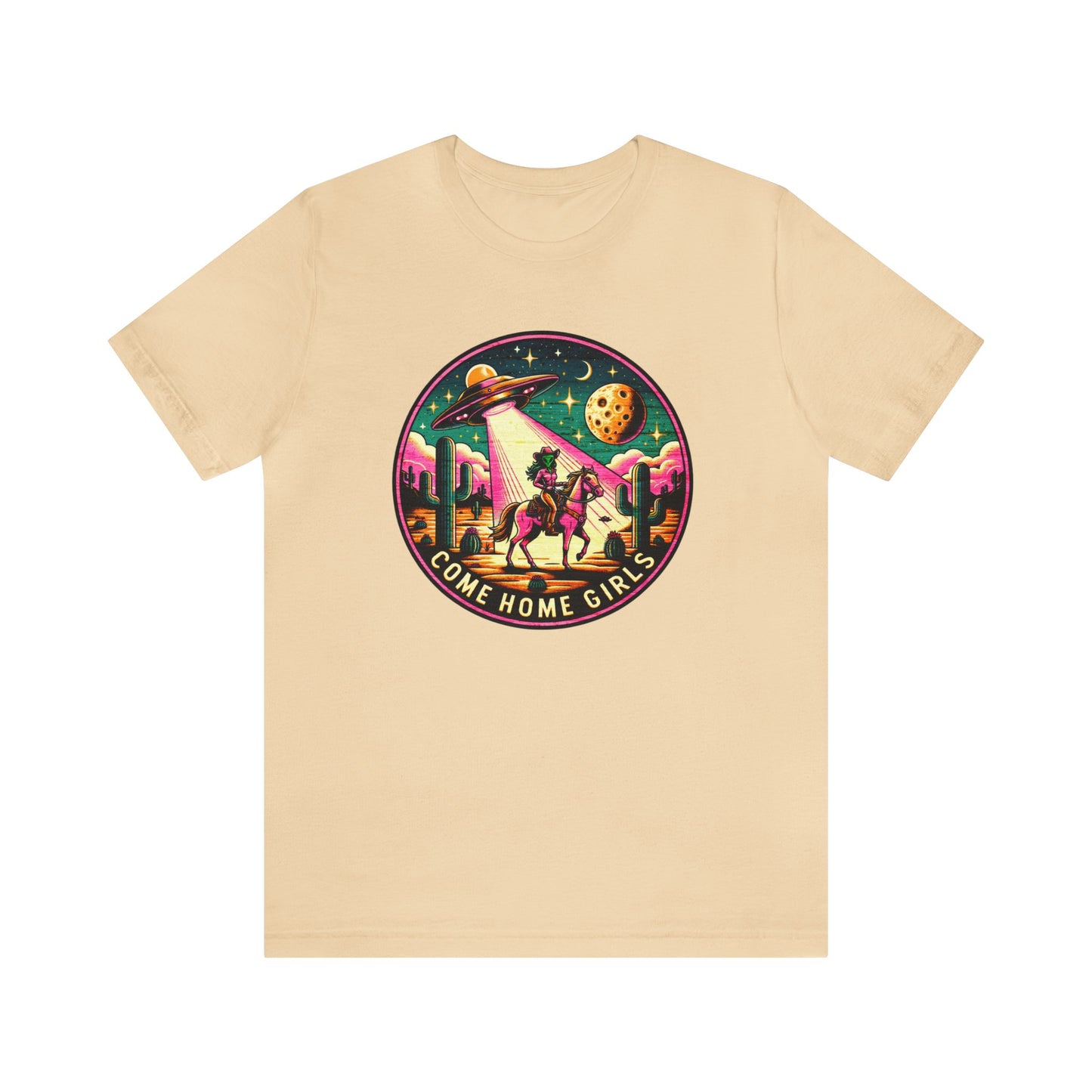 Come Home, Girls - Alien Cowgirl T-Shirt | Vibrant & Pastel Options Available Unisex Jersey Short Sleeve Tee