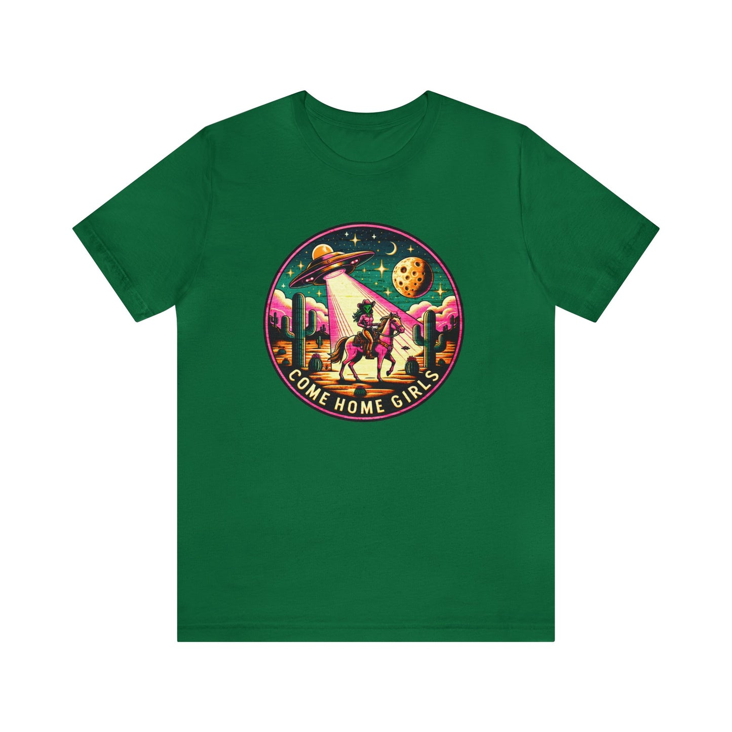 Come Home, Girls - Alien Cowgirl T-Shirt | Vibrant & Pastel Options Available Unisex Jersey Short Sleeve Tee