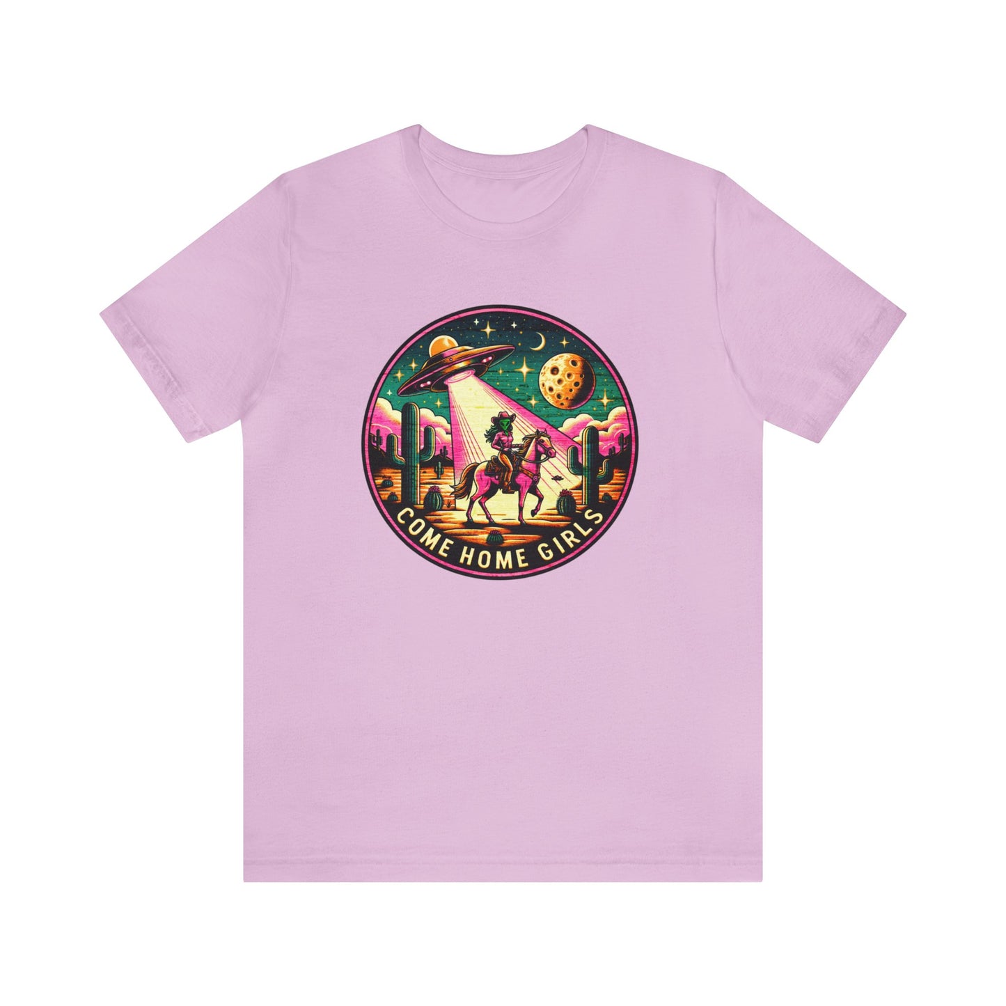 Come Home, Girls - Alien Cowgirl T-Shirt | Vibrant & Pastel Options Available Unisex Jersey Short Sleeve Tee