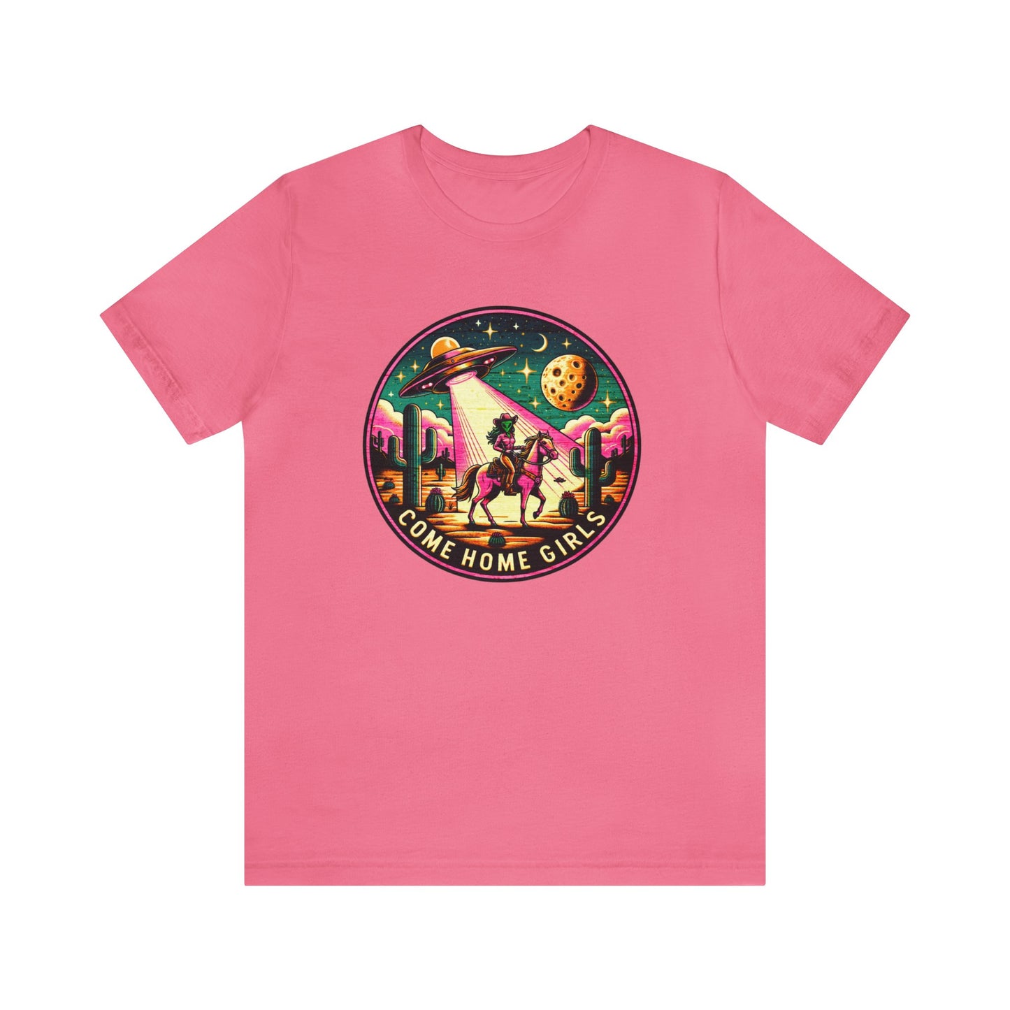 Come Home, Girls - Alien Cowgirl T-Shirt | Vibrant & Pastel Options Available Unisex Jersey Short Sleeve Tee