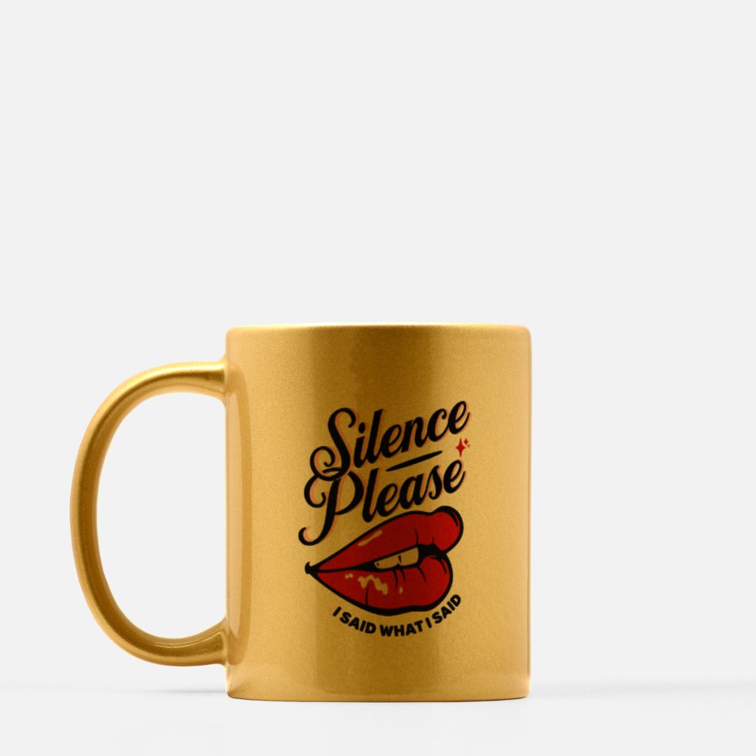 Retro Tattoo Red Lips Gold Metallic Mug 11oz.