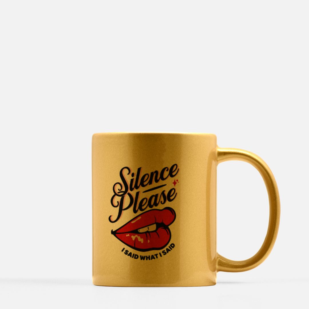 Retro Tattoo Red Lips Gold Metallic Mug 11oz.