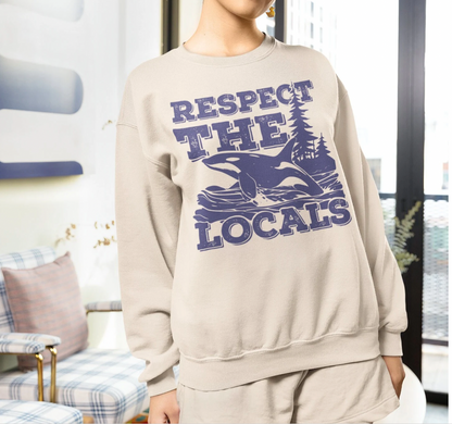 Respect the Locals Orca Design Lightweight Unisex Sweatshirt-Summer Beachwear by Comfort Colors