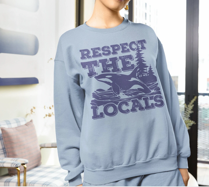 Respect the Locals Orca Design Lightweight Unisex Sweatshirt-Summer Beachwear by Comfort Colors