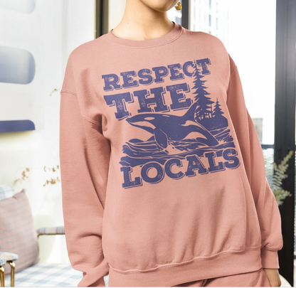 Respect the Locals Orca Design Lightweight Unisex Sweatshirt-Summer Beachwear by Comfort Colors