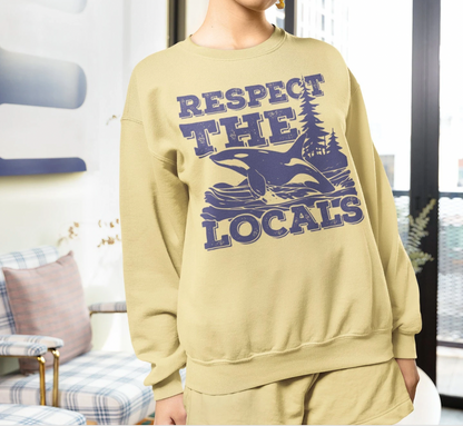 Respect the Locals Orca Design Lightweight Unisex Sweatshirt-Summer Beachwear by Comfort Colors