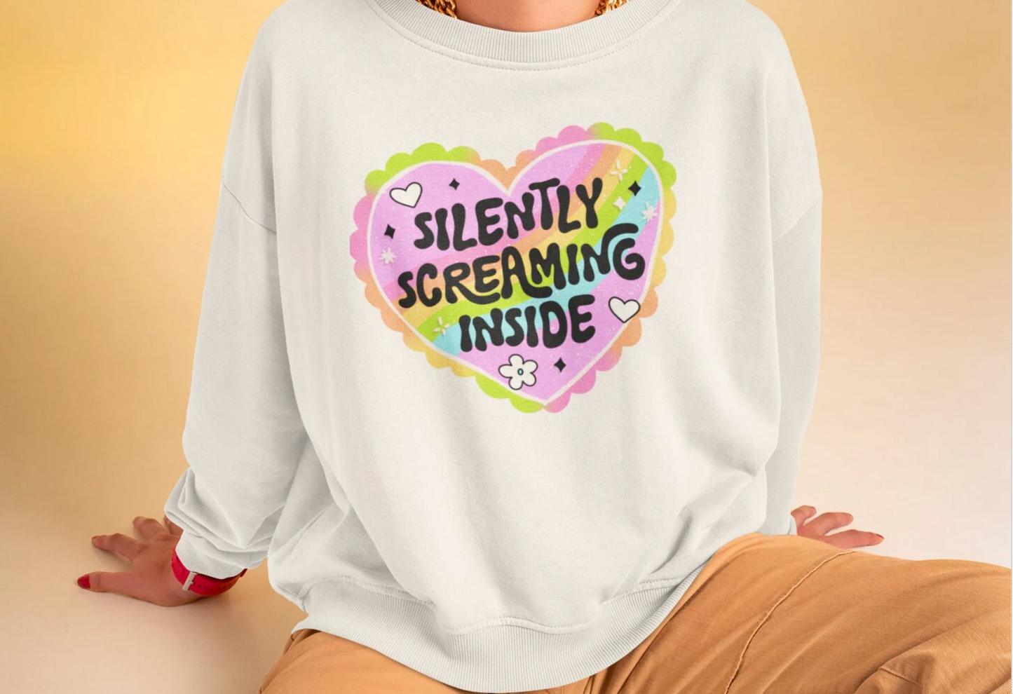 Silently Screaming Inside Unisex Comfort Colors Lightweight Crewneck Sweatshirt - 6 Colors"