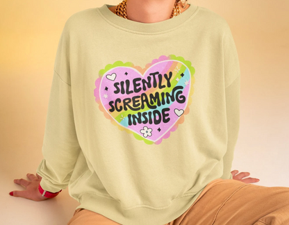 Silently Screaming Inside Unisex Comfort Colors Lightweight Crewneck Sweatshirt - 6 Colors"