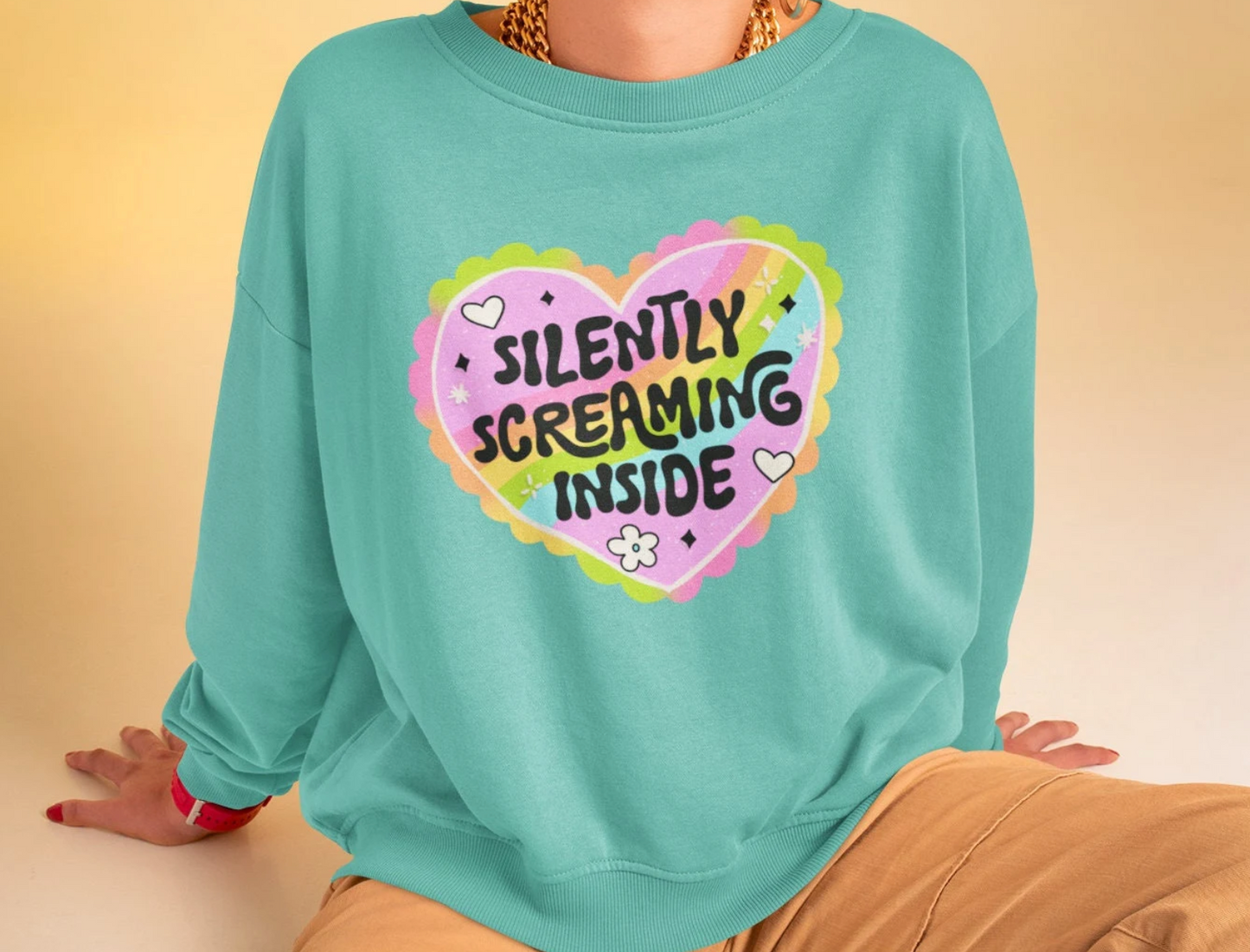 Silently Screaming Inside Unisex Comfort Colors Lightweight Crewneck Sweatshirt - 6 Colors"