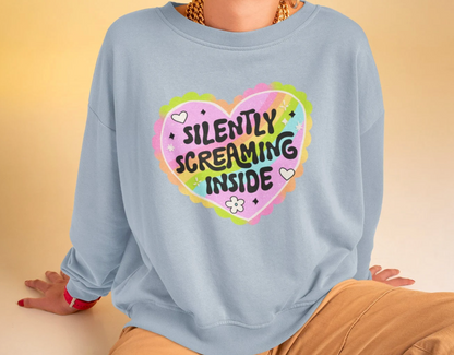 Silently Screaming Inside Unisex Comfort Colors Lightweight Crewneck Sweatshirt - 6 Colors"