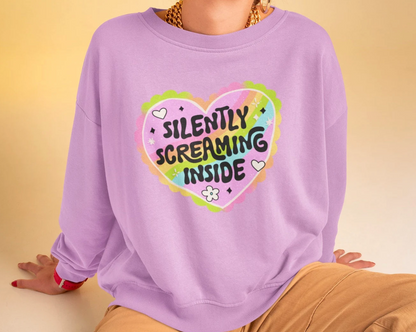 Silently Screaming Inside Unisex Comfort Colors Lightweight Crewneck Sweatshirt - 6 Colors"