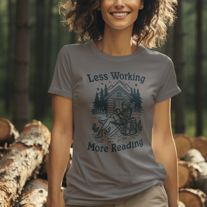 Unlock Adventure: Retro Tee in 6 Colors | Less Working More Reading Design for Camp & Outdoor Enthusiasts