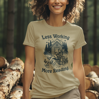 Unlock Adventure: Retro Tee in 6 Colors | Less Working More Reading Design for Camp & Outdoor Enthusiasts