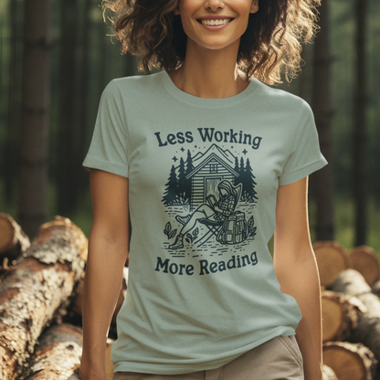 Unlock Adventure: Retro Tee in 6 Colors | Less Working More Reading Design for Camp & Outdoor Enthusiasts