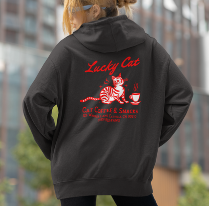 Retro Lucky Cat Hoodie - Cozy Unisex Sweatshirt for Cat Lovers