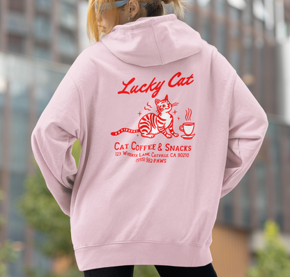 Retro Lucky Cat Hoodie - Cozy Unisex Sweatshirt for Cat Lovers