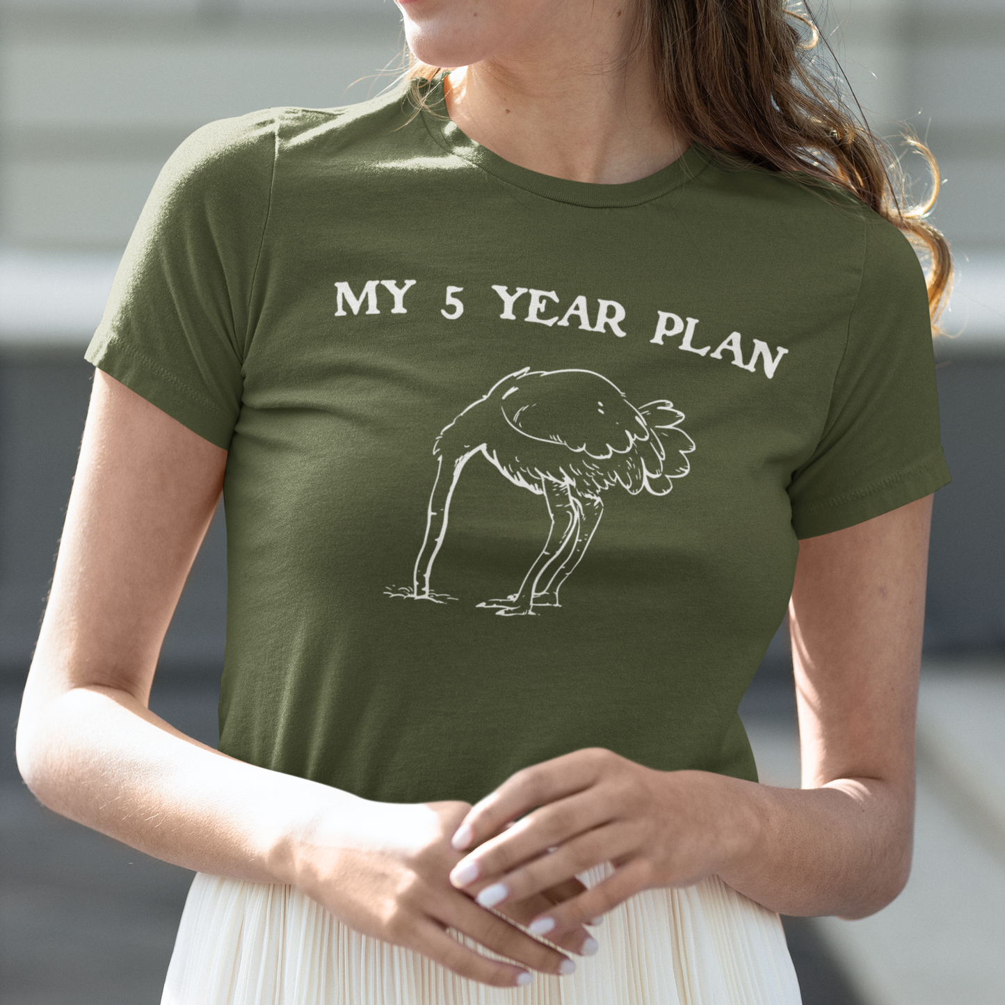 Vintage 90's Style Funny Ostrich 'My 5 Year Plan' Meme T-Shirt - Bella Canvas 3001 Collection"