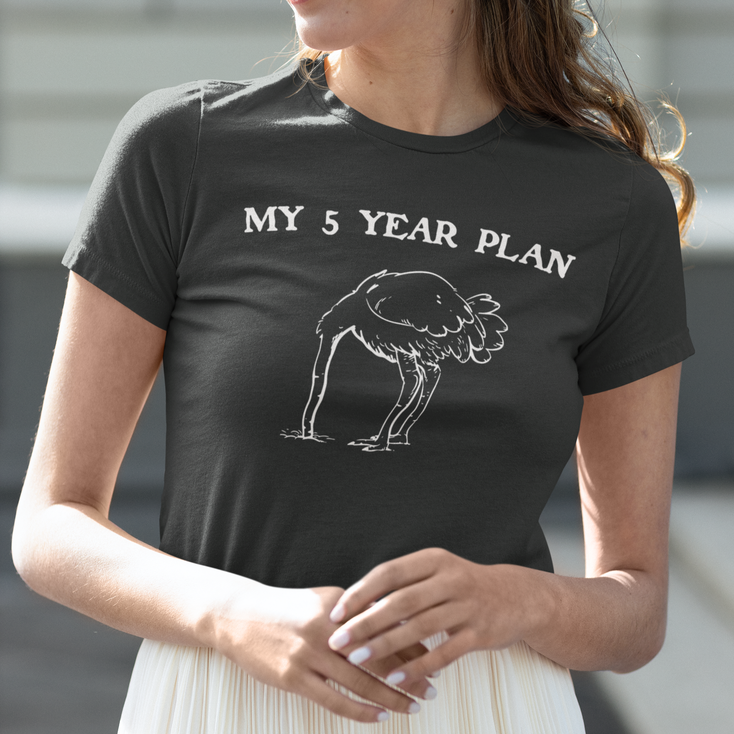 Vintage 90's Style Funny Ostrich 'My 5 Year Plan' Meme T-Shirt - Bella Canvas 3001 Collection"