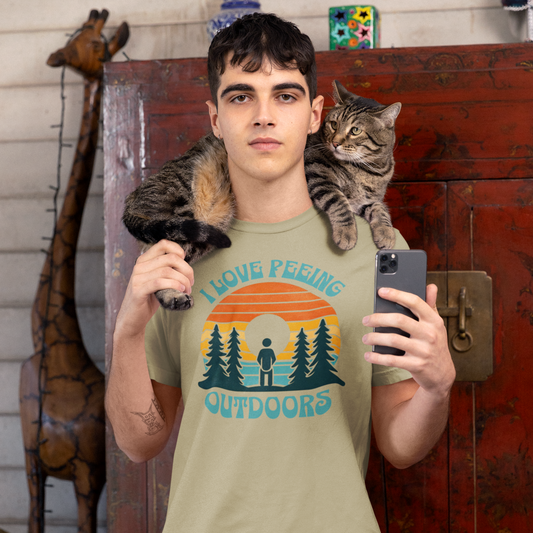 Let Nature's Call with Our 'I Love Peeing Outside' Retro Unisex Jersey Short Sleeve Tee