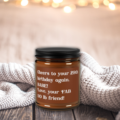 Cheers to Your 29th Birthday Again Candle – 100% Natural Soy Wax in Recycled Amber Jars