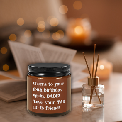 Cheers to Your 29th Birthday Again Candle – 100% Natural Soy Wax in Recycled Amber Jars