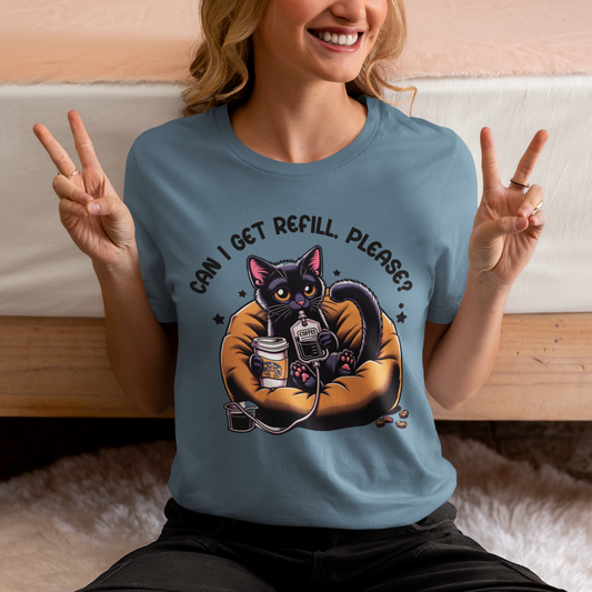 Cat and Coffee Lovers T-Shirt - Quirky Feline Design in 8 Unisex Colors for Cat Lovers and Coffee Enthusiasts