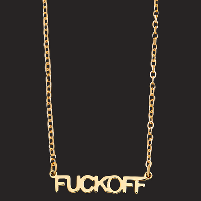 Bold Stainless Steel 'FUCK OFF' Pendant Necklace