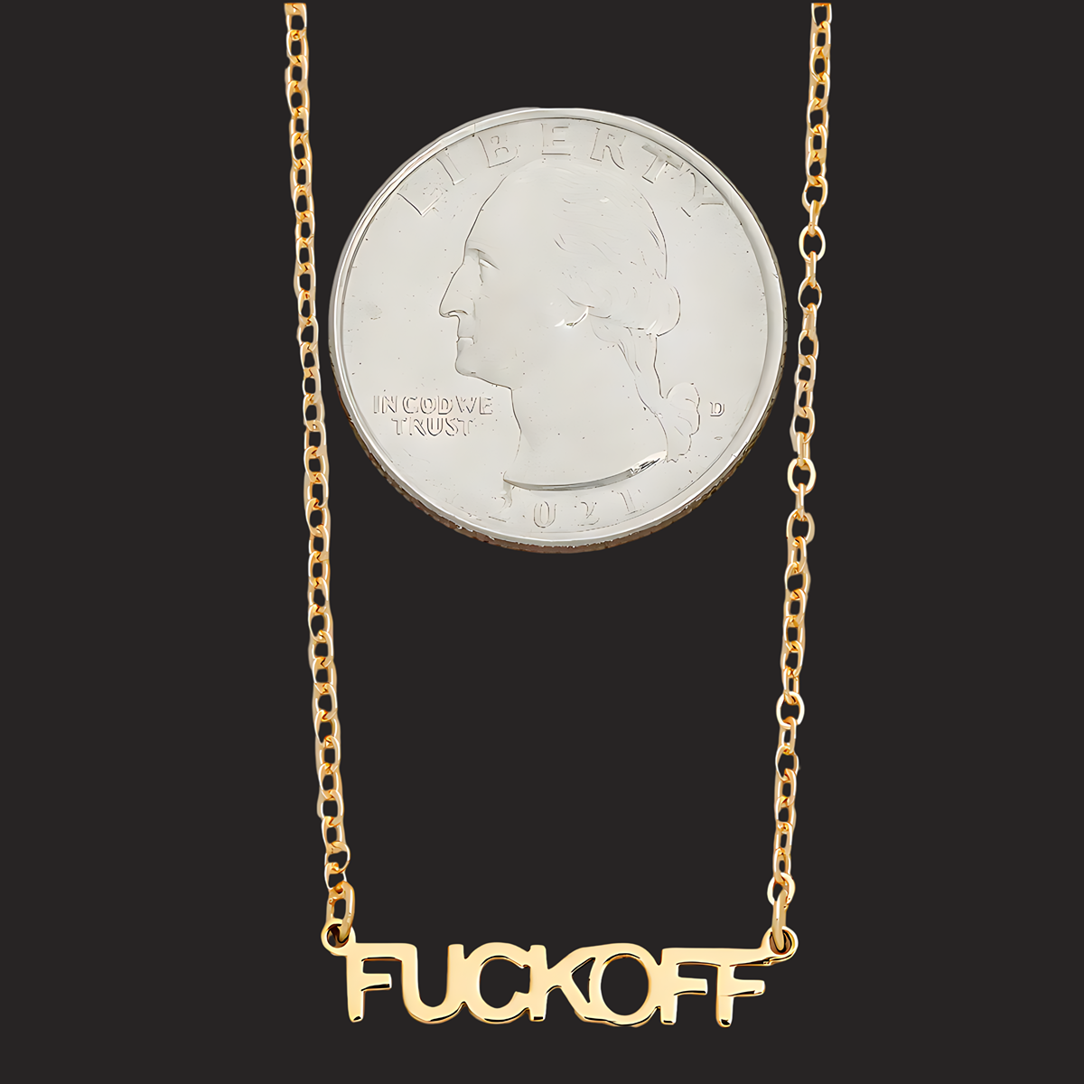 Bold Stainless Steel 'FUCK OFF' Pendant Necklace