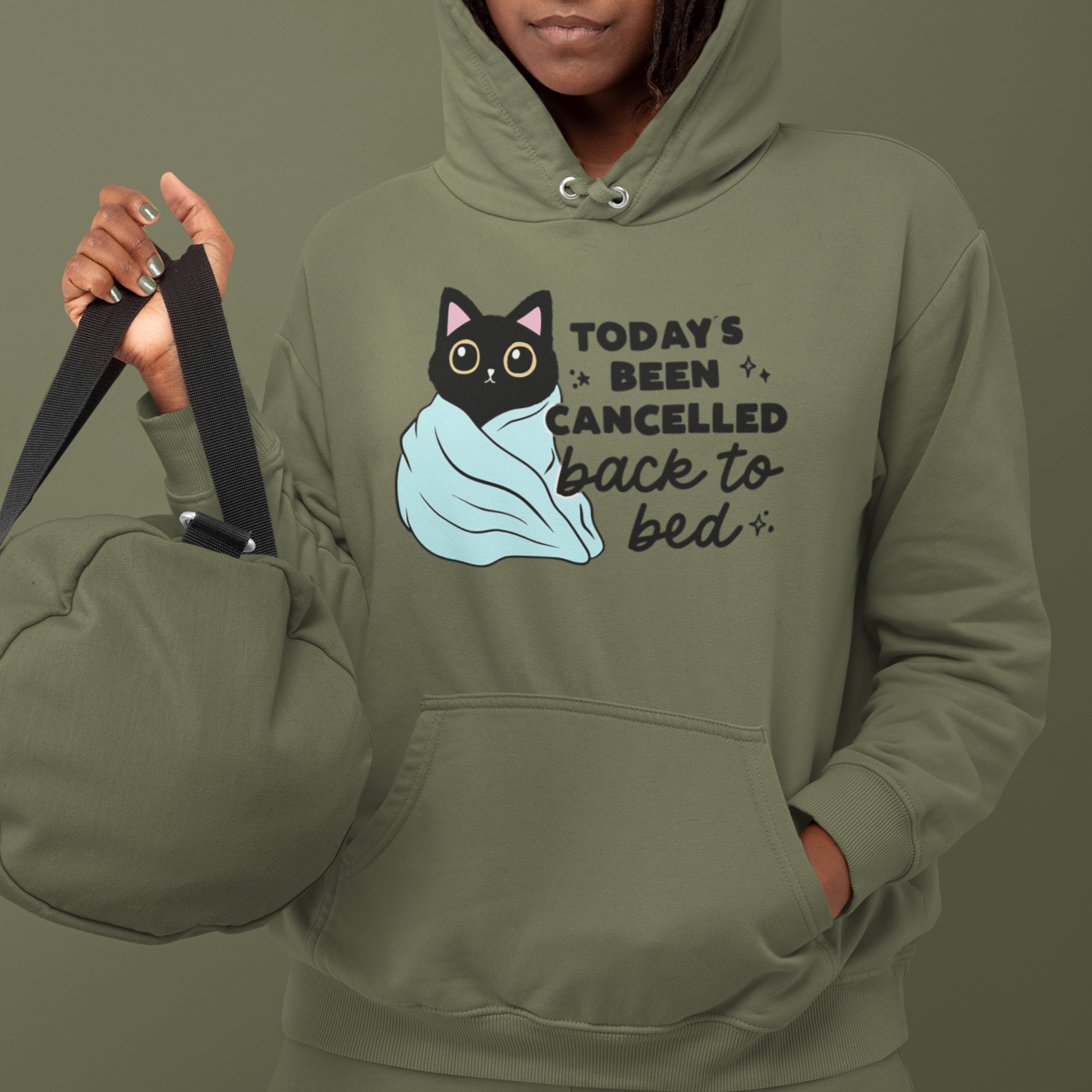 Cozy Cat Hoodie Todays Been Cancelled Perfect Gift for Introverts Gildan Unisex 18500