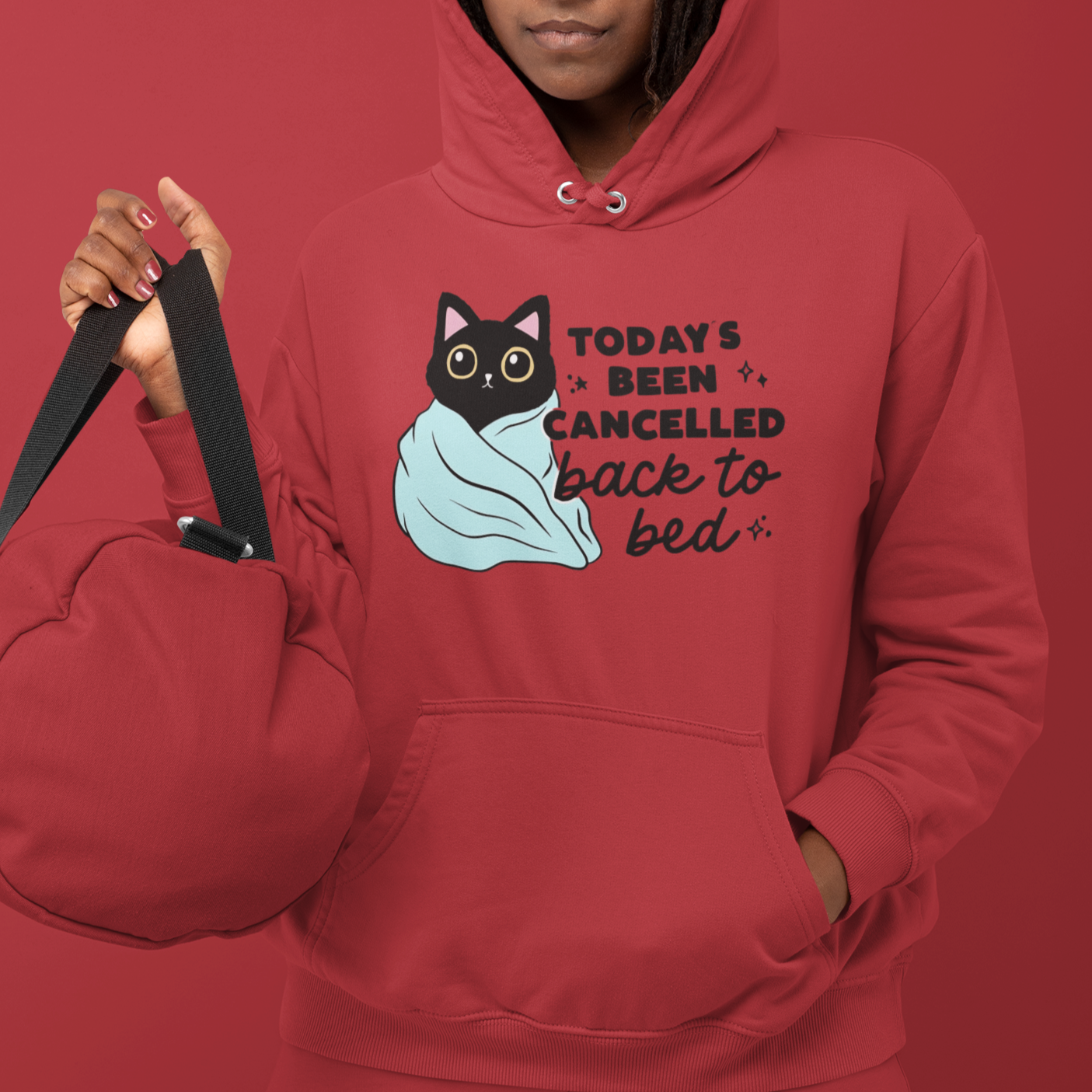 Cozy Cat Hoodie Todays Been Cancelled Perfect Gift for Introverts Gildan Unisex 18500