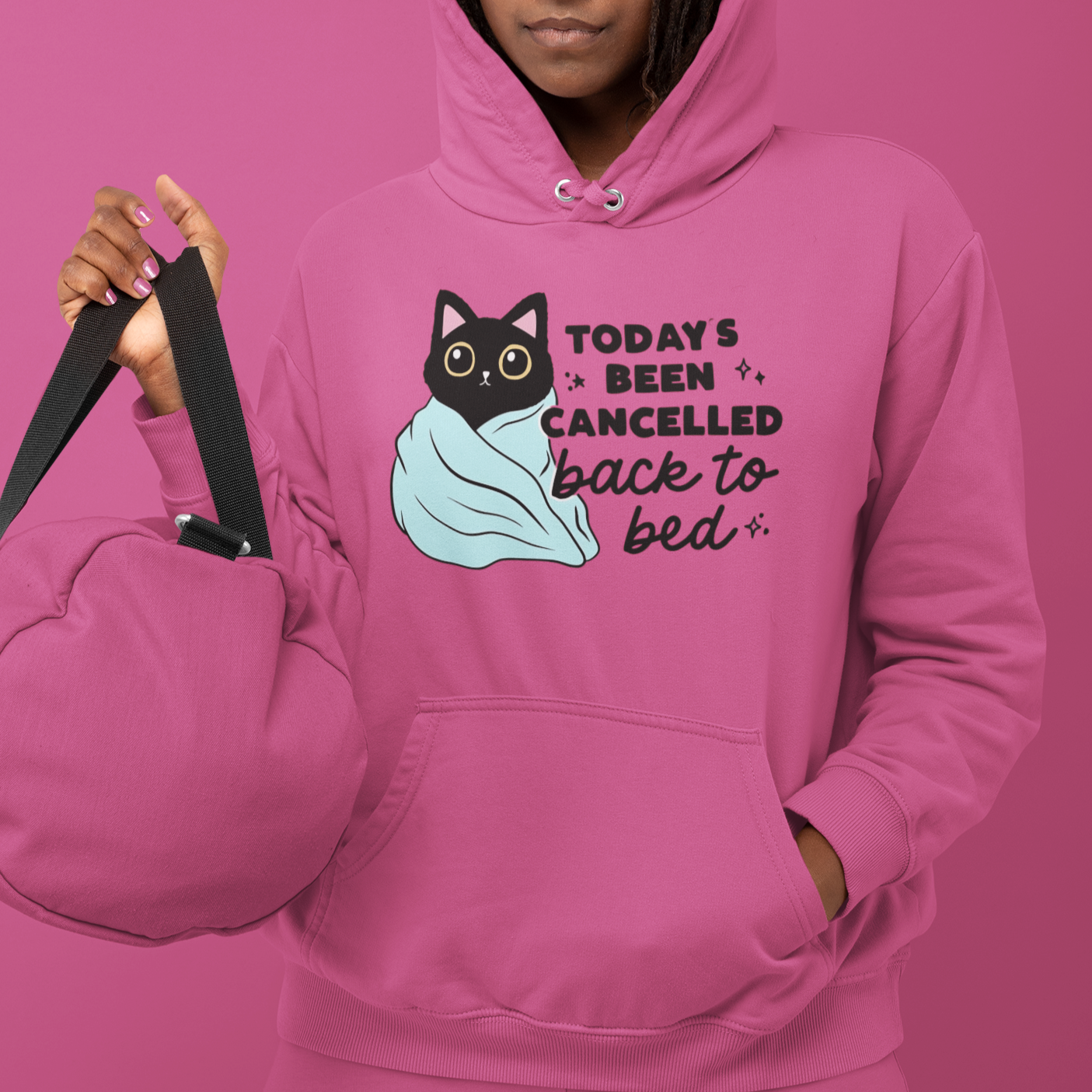 Cozy Cat Hoodie Todays Been Cancelled Perfect Gift for Introverts Gildan Unisex 18500