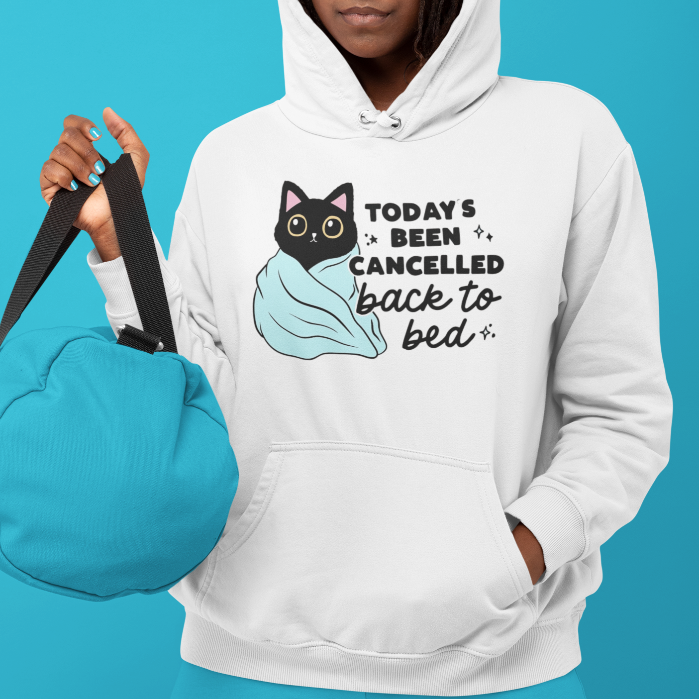 Cozy Cat Hoodie Todays Been Cancelled Perfect Gift for Introverts Gildan Unisex 18500