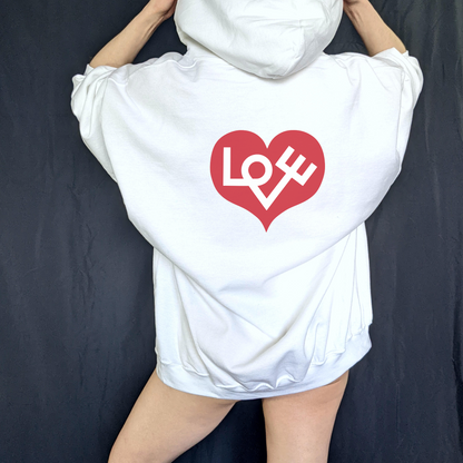 70's Inspired Design Love Heart Unisex Heavy Blend™ Hooded Sweatshirt