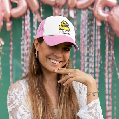 Stay Cool and Sassy at the Lake with Our Fun Summer 'Duck Off' Trucker's Hat in 4 Vibrant Colors