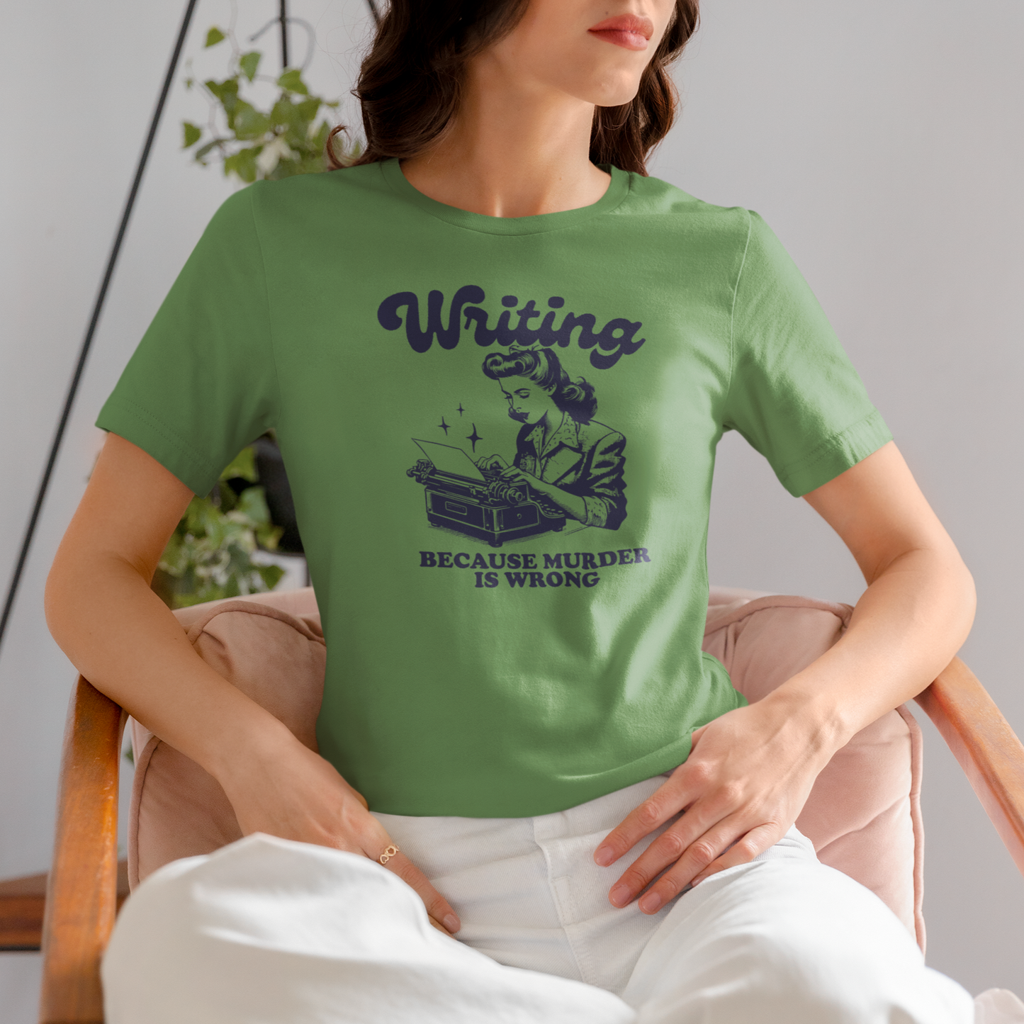 Vintage Blue Design Writing Because Murder is Wrong-Unisex Jersey Short Sleeve Tee-Bella Canvas 3001